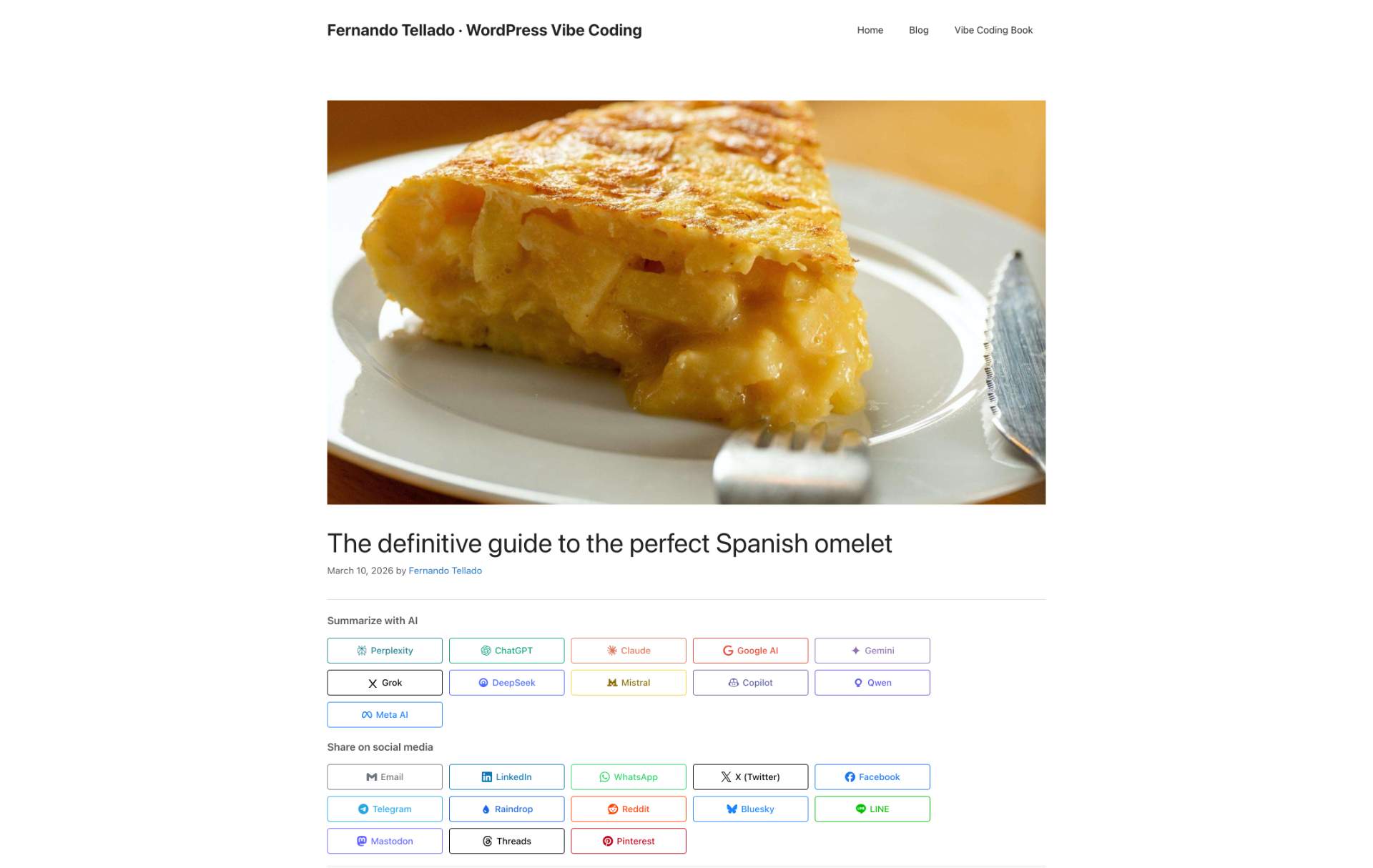 Share and AI summarize buttons in action on a post