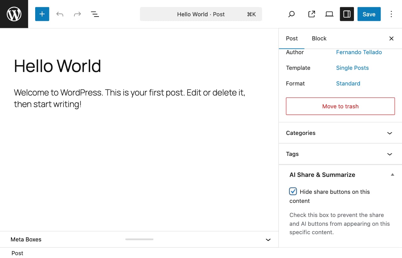 Meta box for individual exclusion