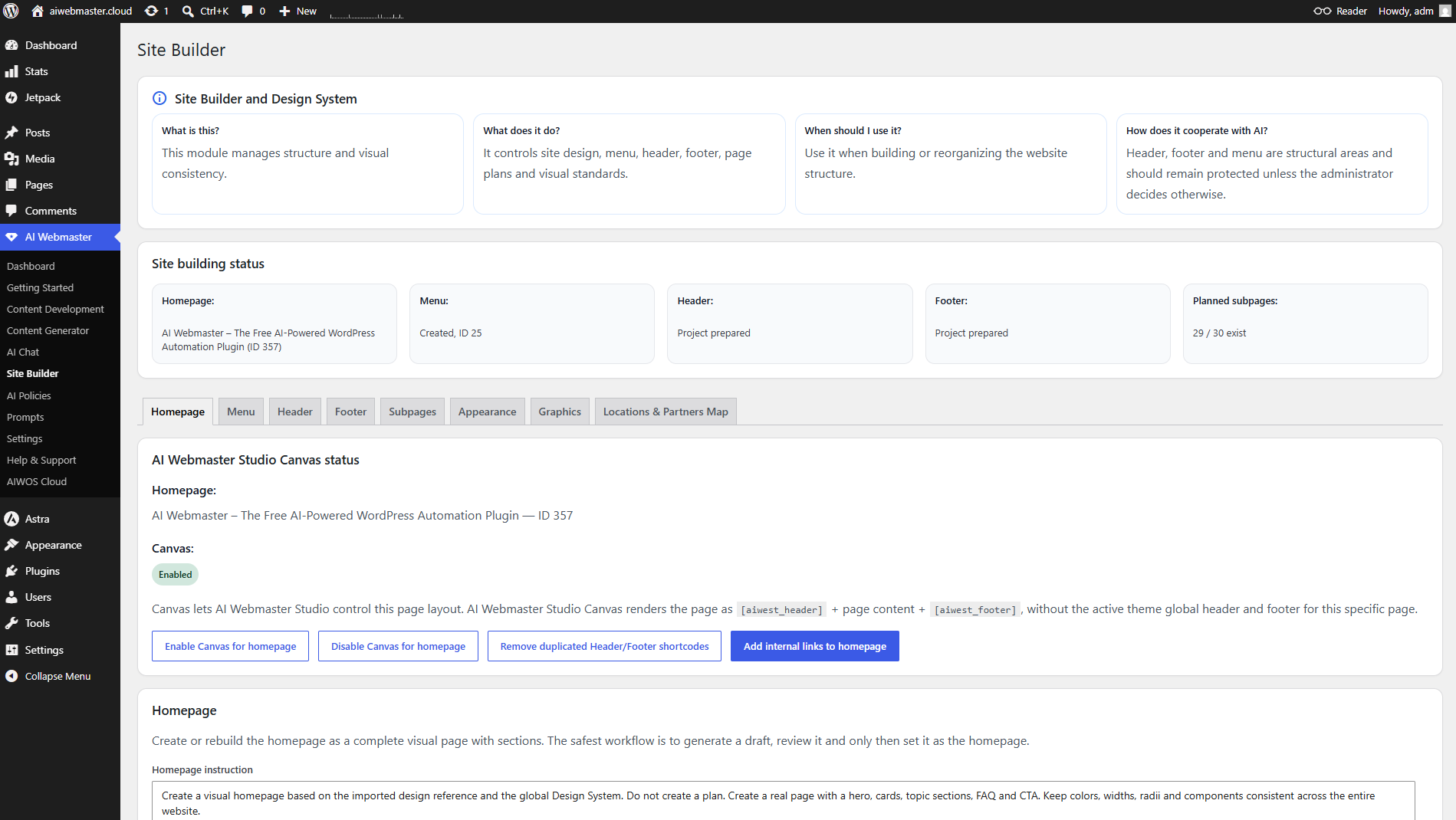 Site Builder and site-wide Design System.