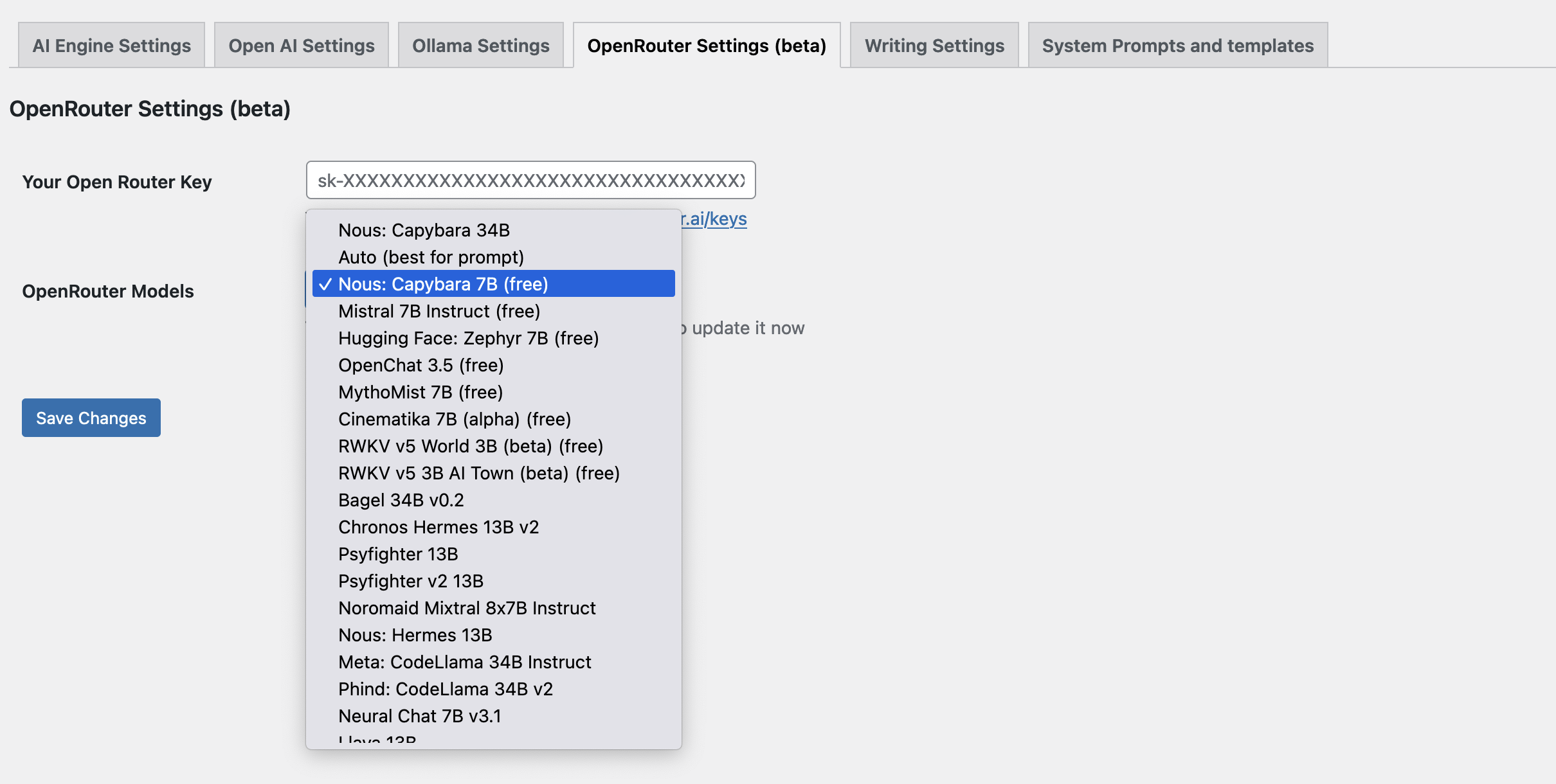 Aiify OpenRouter configuration