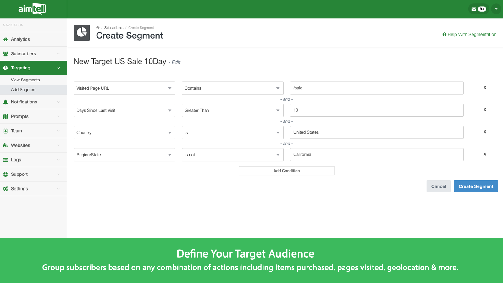 Dashboard - Segments