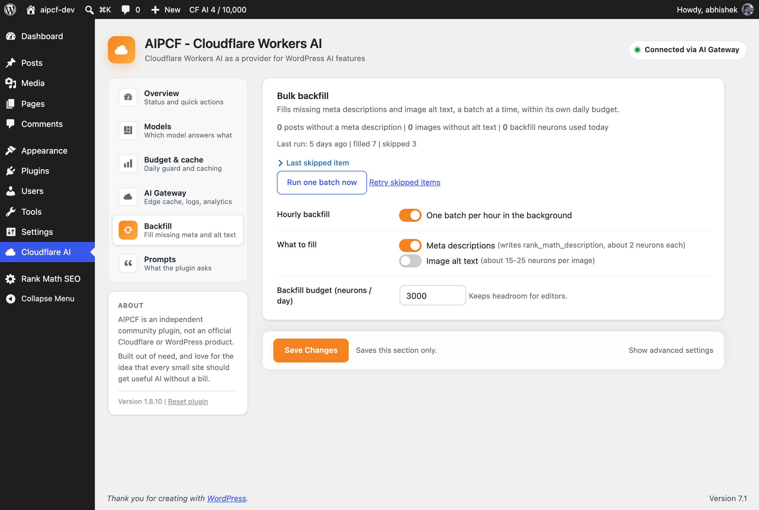 Backfill: backlog, progress and controls.