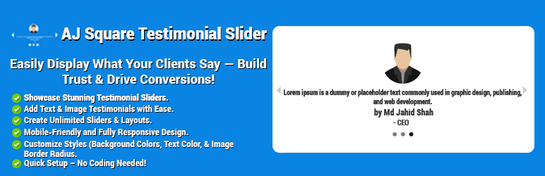 WordPress 外掛 AJ Square Testimonial Slider 的封面圖片。