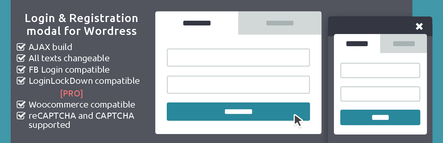 AJAX Login and Registration modal popup inline form  