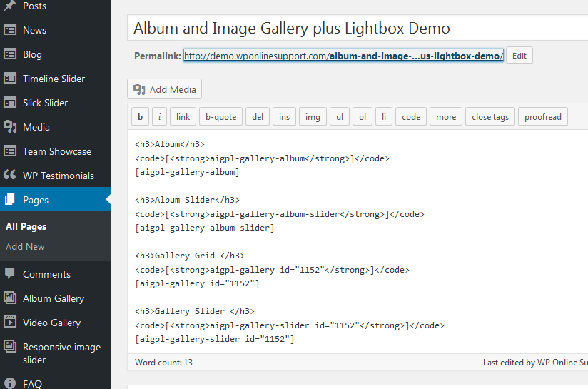 Shortcodes and how to display