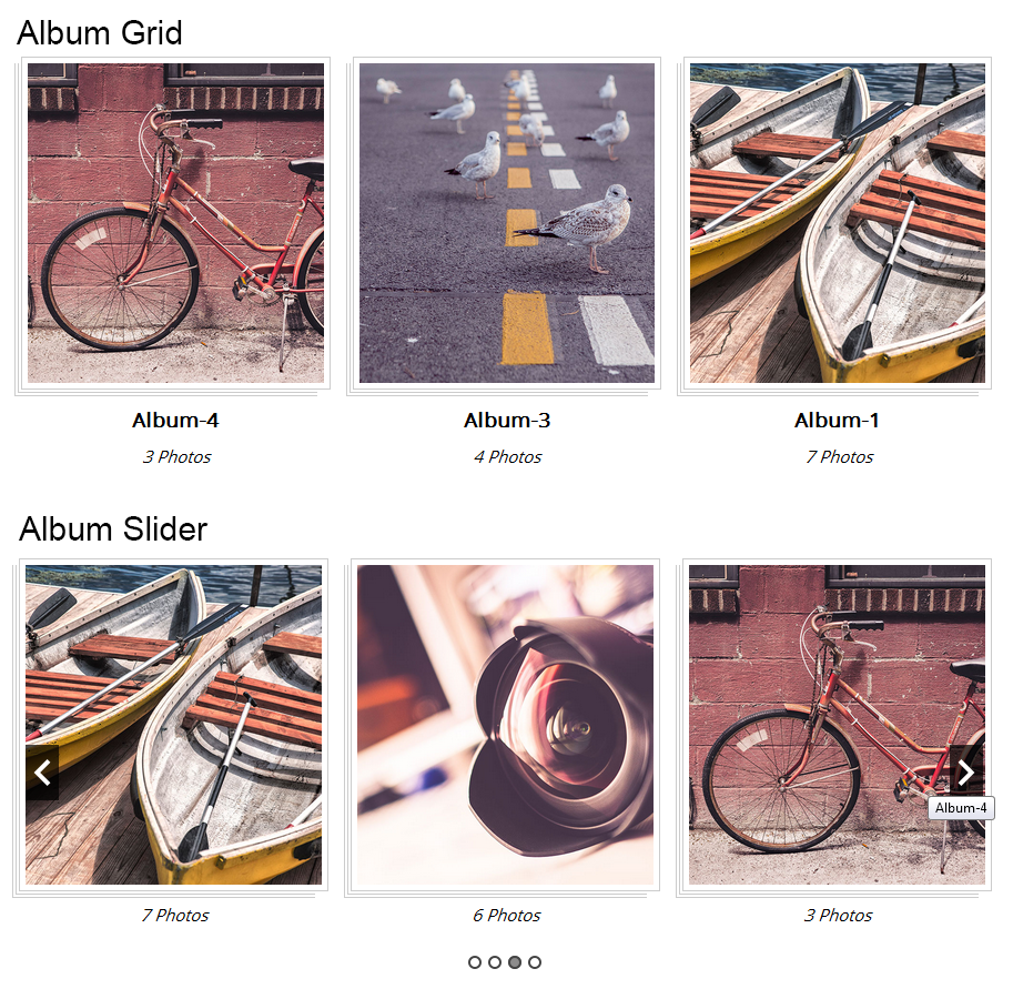 Album grid and slider