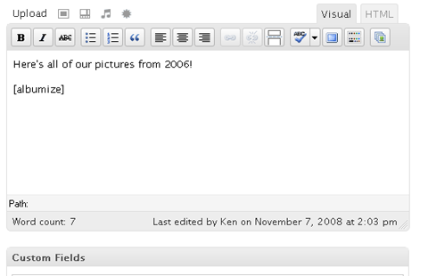 Demonstrating how to add the shortcode to your page.