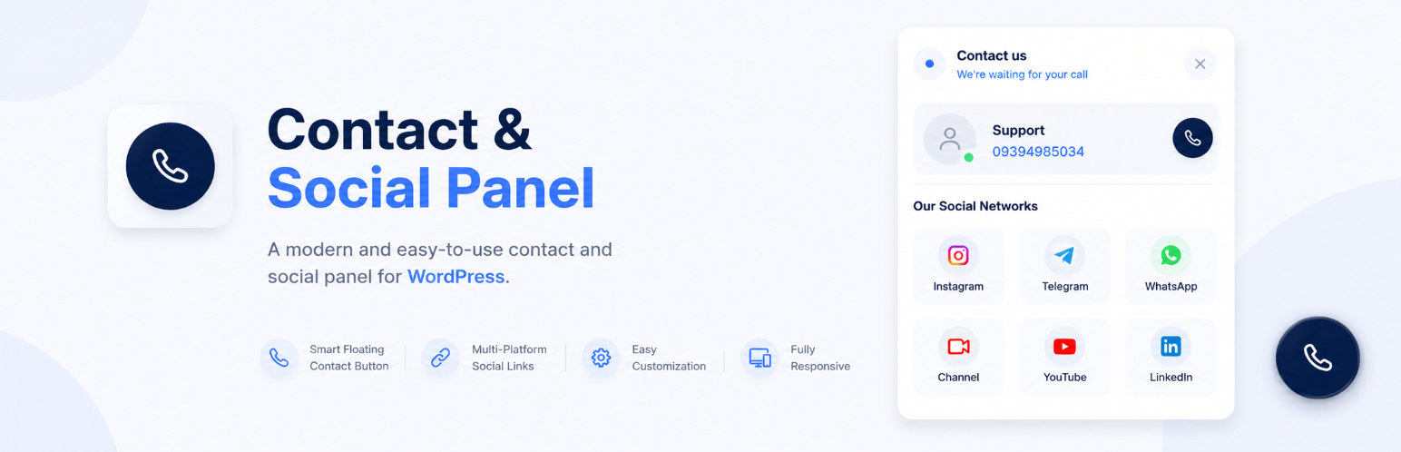 WordPress 外掛 Alirahimpoor Contact & Social Panel 的封面圖片