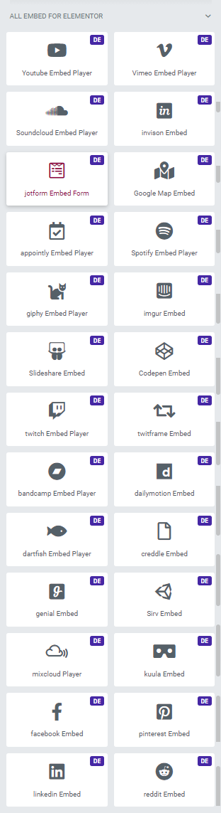 All Embed – Multi-Source Embed Widgets for Elementor - Screenshot 1