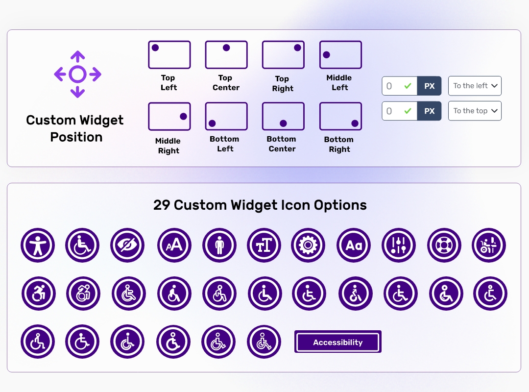 Settings to manage widget Color, position