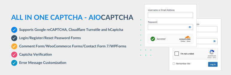 All In One Captcha – Google reCAPTCHA, Cloudflare Turnstile e hCaptcha