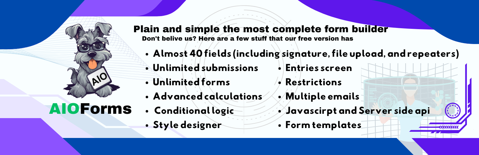 WordPress 外掛 AIO Forms – Craft Complex Forms Easily 的封面圖片。