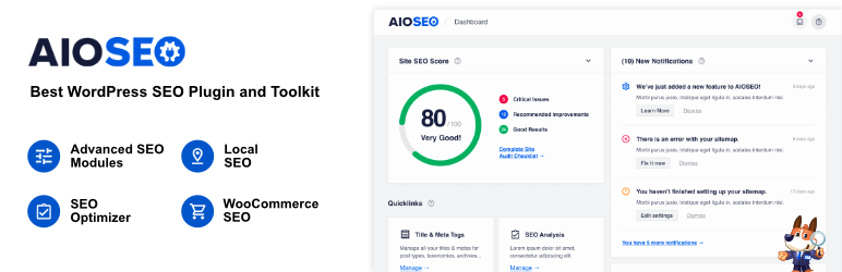 Bannière de All in One SEO – La meilleure extension WordPress SEO pour améliorer les classements SEO et augmenter le trafic en toute facilité