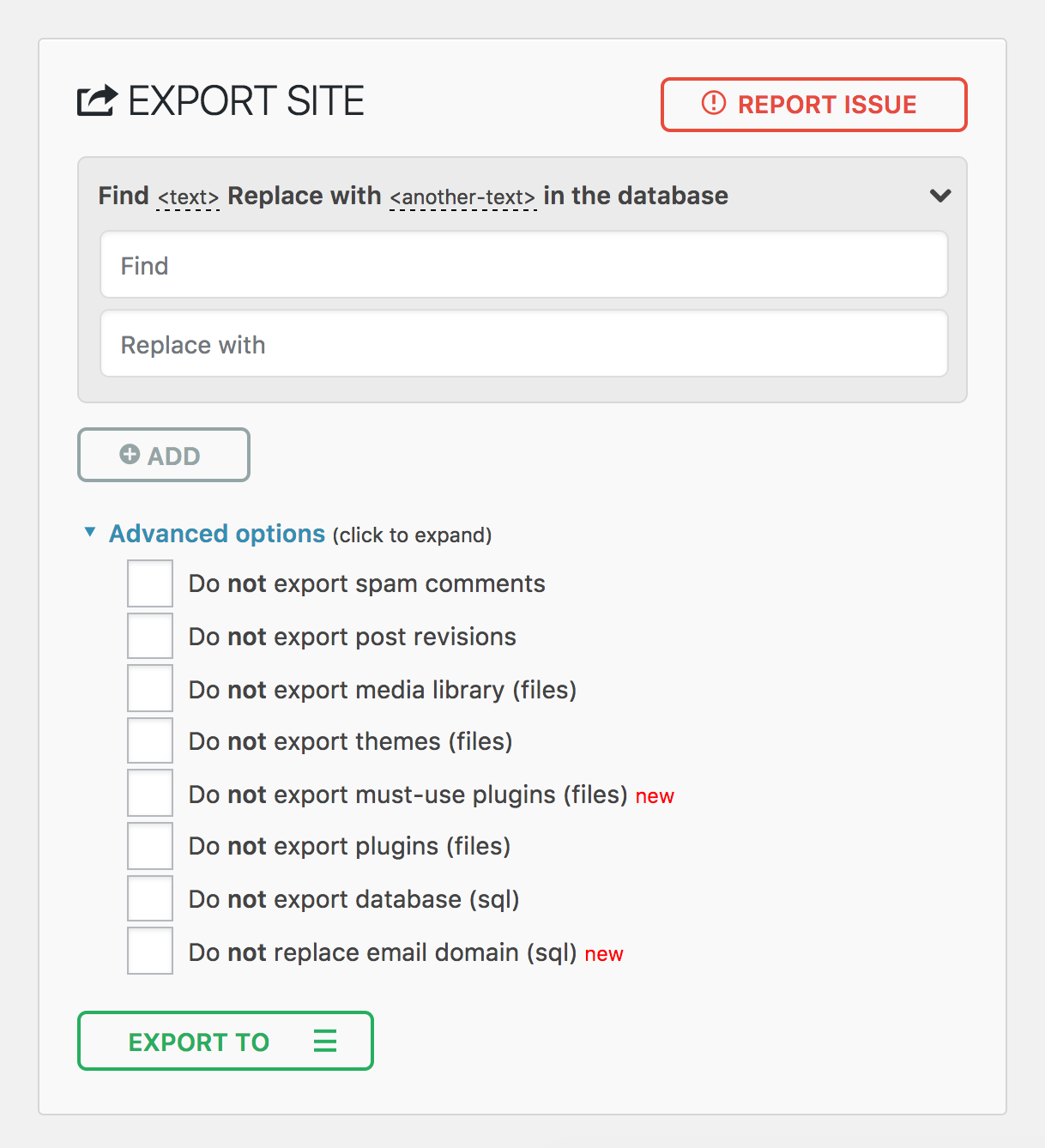 Página de importação em dispositivos móveis