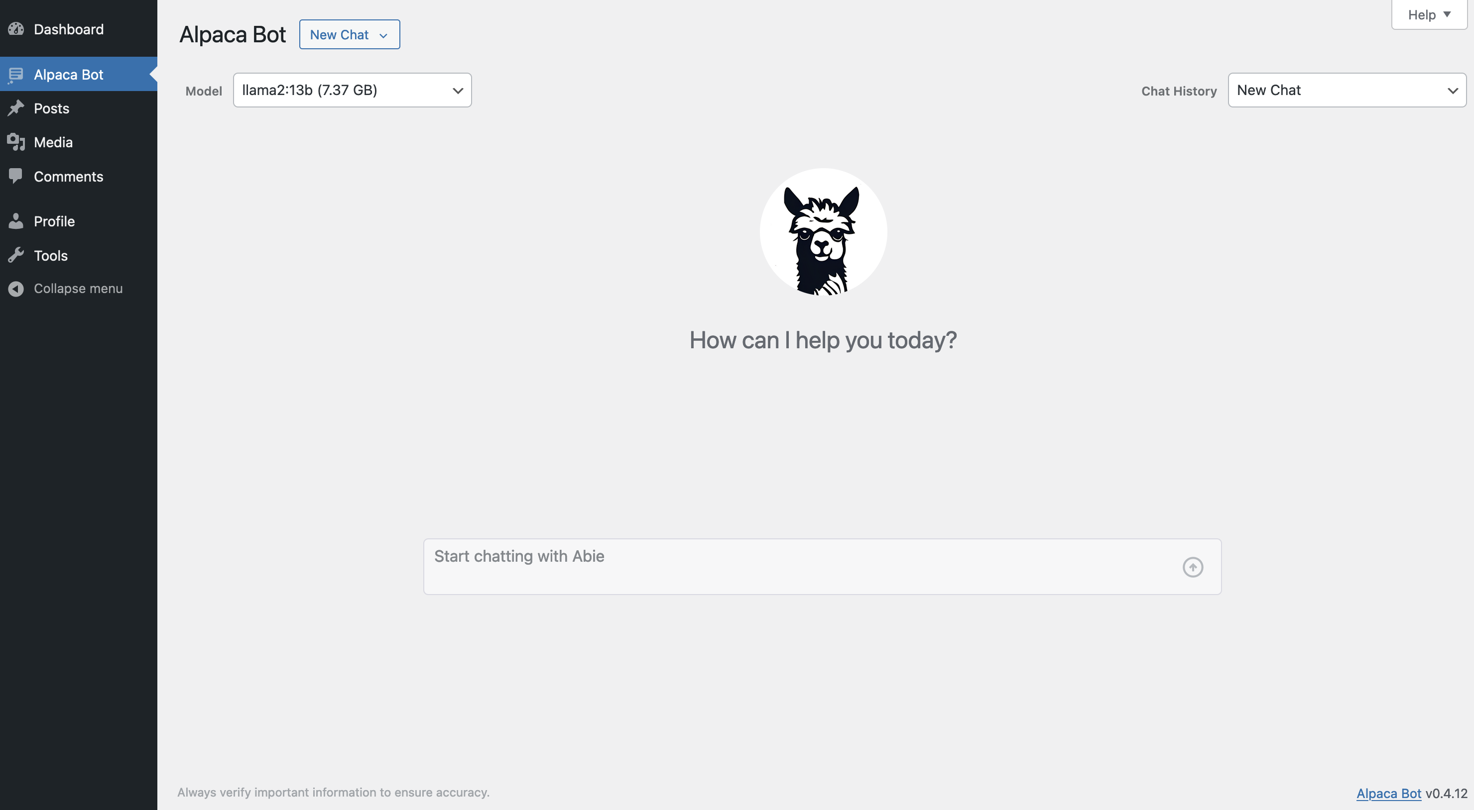 Main chat interface with model list, chat history and prompt input.