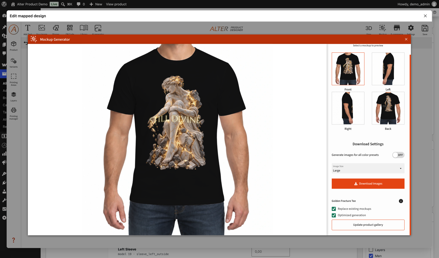 Generate product mockups and automatically assign them to WooCommerce variation images.