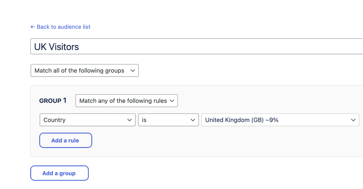 No-Code Audience Builder: Easily define and manage your key visitor segments.