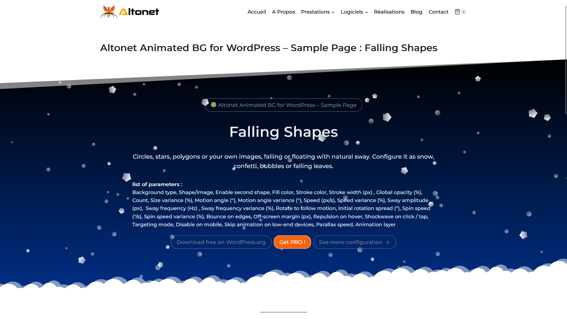Falling Shapes — two independent layers and your own images for richer scenes.