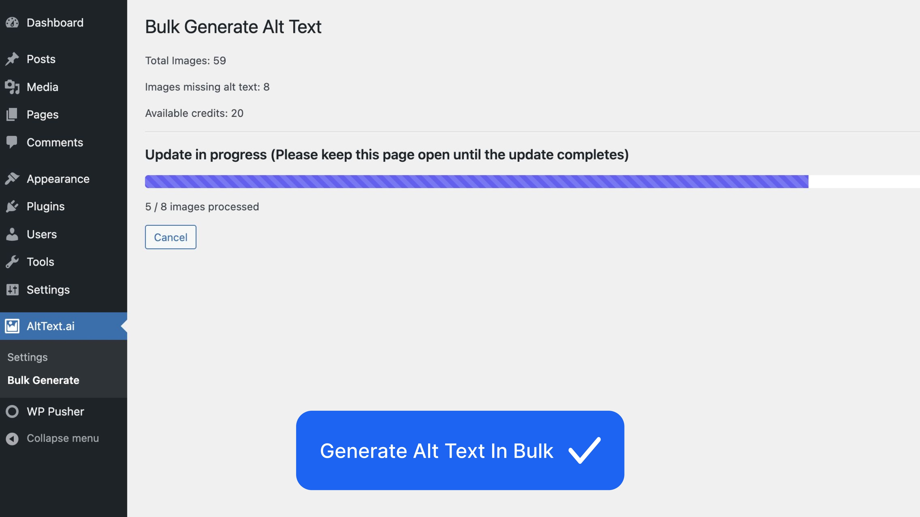 Add your API key on the settings page. You will see your current plan and usage.