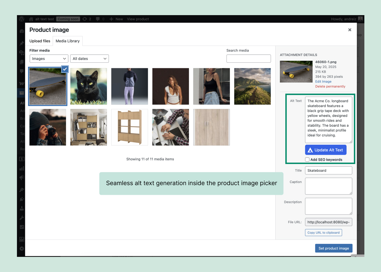 Bulk generate alt text for all images in posts, products, and pages