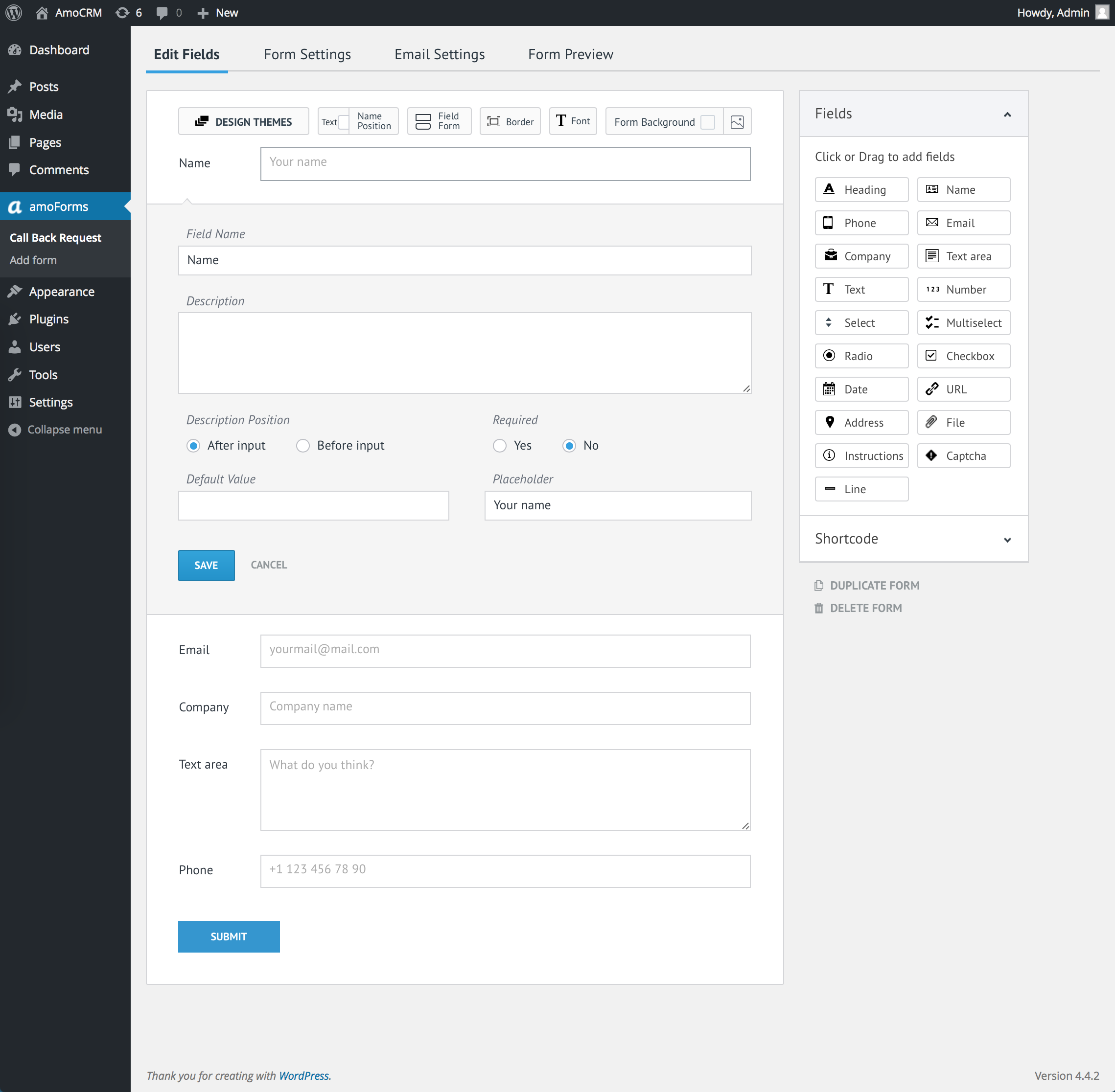 Configuring field item options