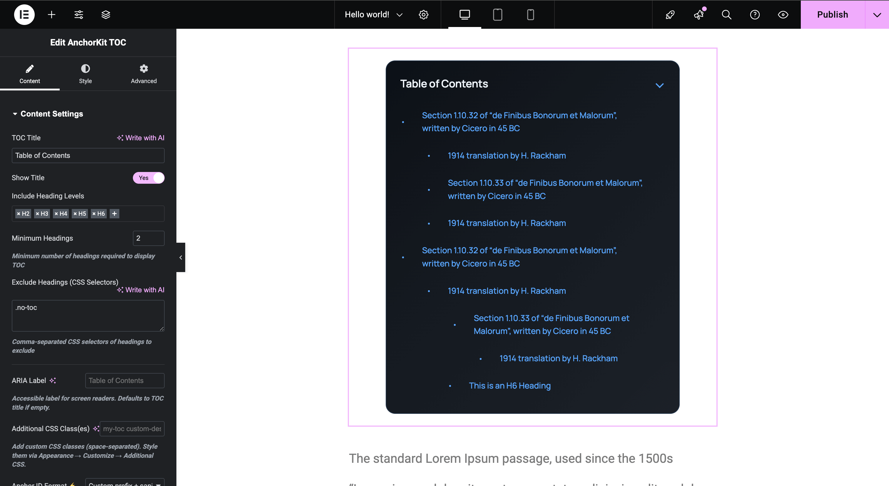 Seamless Elementor integration for per-page customization. Override global settings, match your design system, and preview changes in real-time.