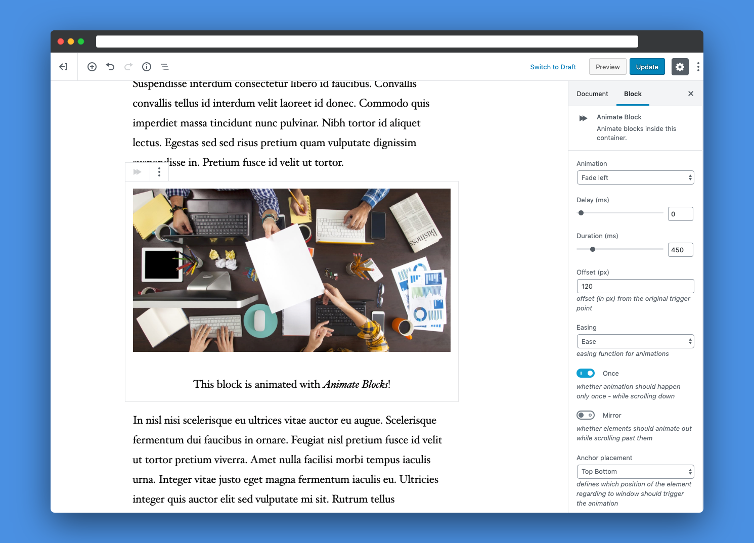 Animate Blocks in Gutenberg editor