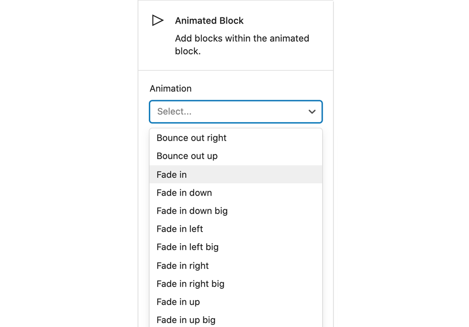 Animation list with search functionality