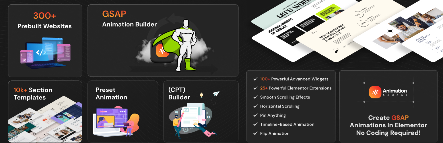 WordPress 外掛 Animation Addons for Elementor – GSAP Motion Elementor Addons & Website Templates 的封面圖片