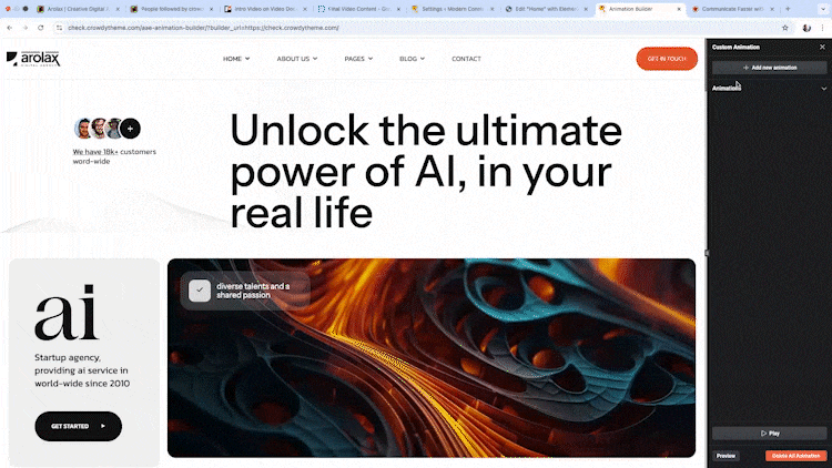 <strong>Animation Builder</strong> Build unlimited custom animations with intuitive controls and complete flexibility.