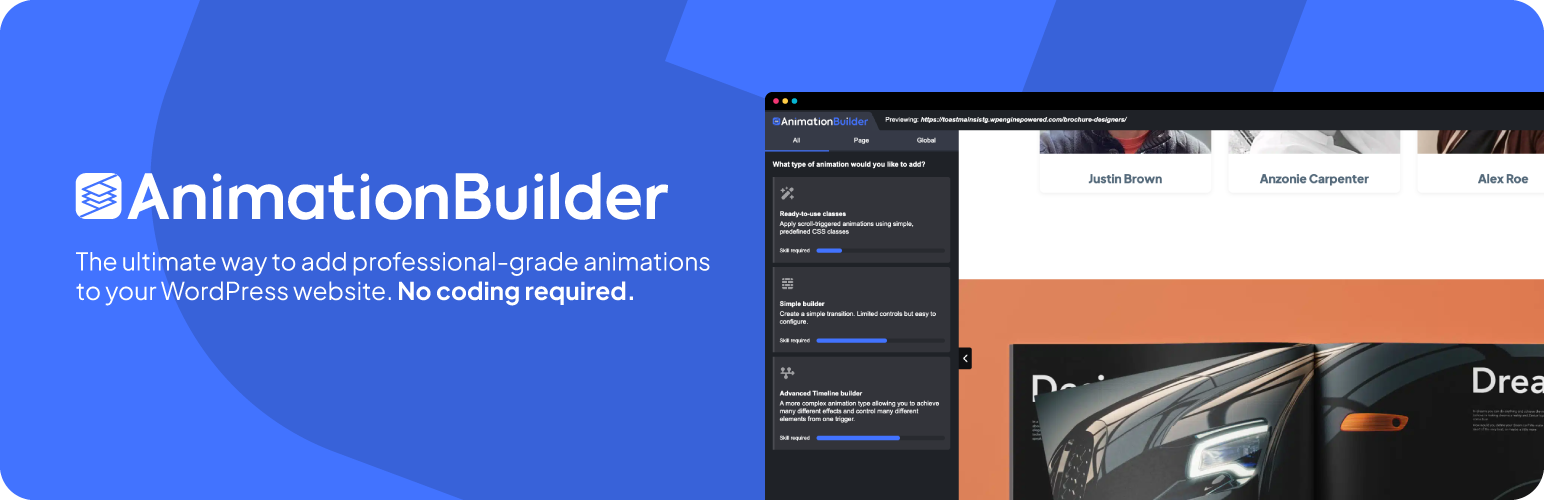 Animation Builder – An interface for adding scroll-triggered animations
