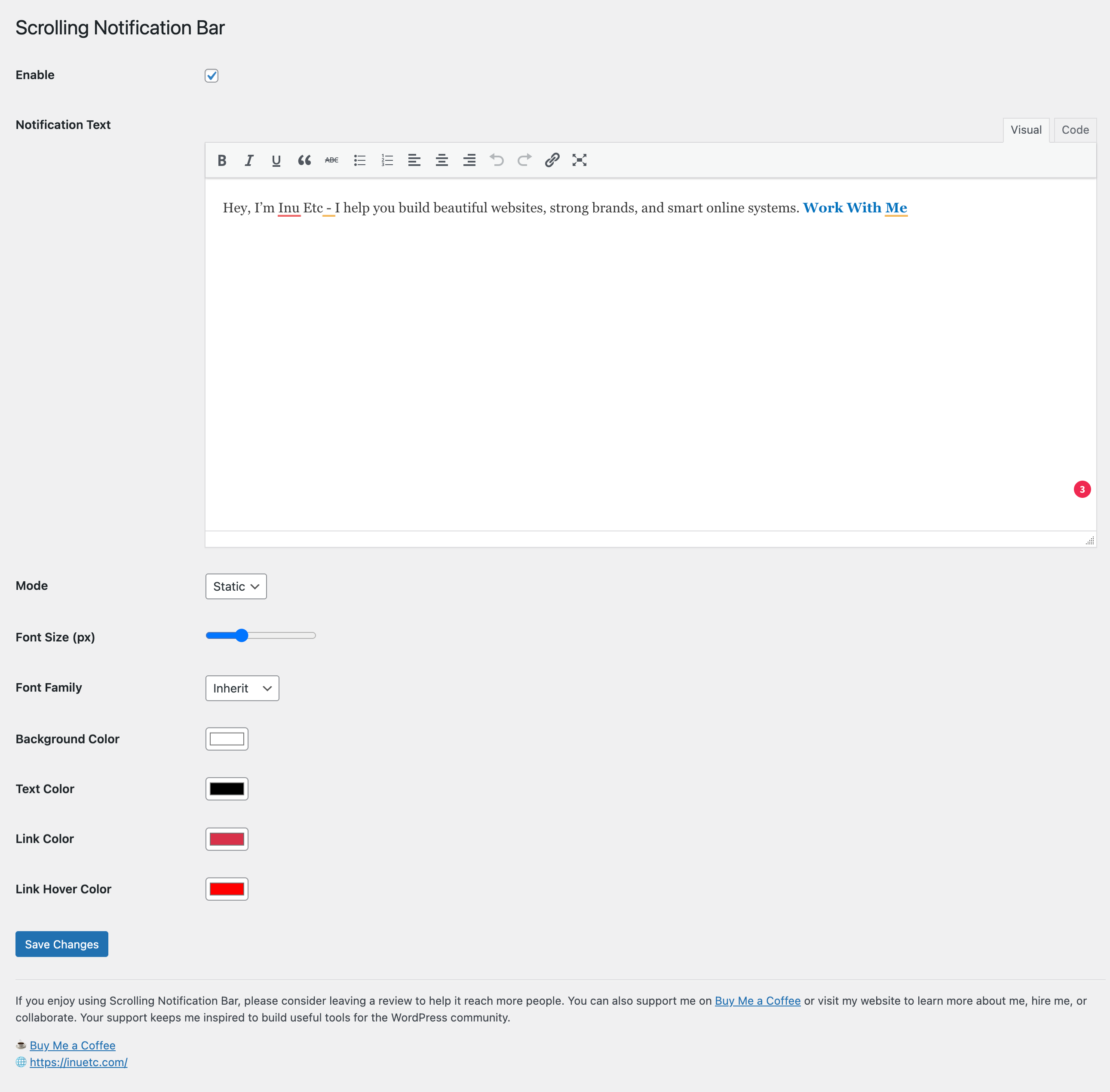 <p>Dashboard Settings Panel</p>