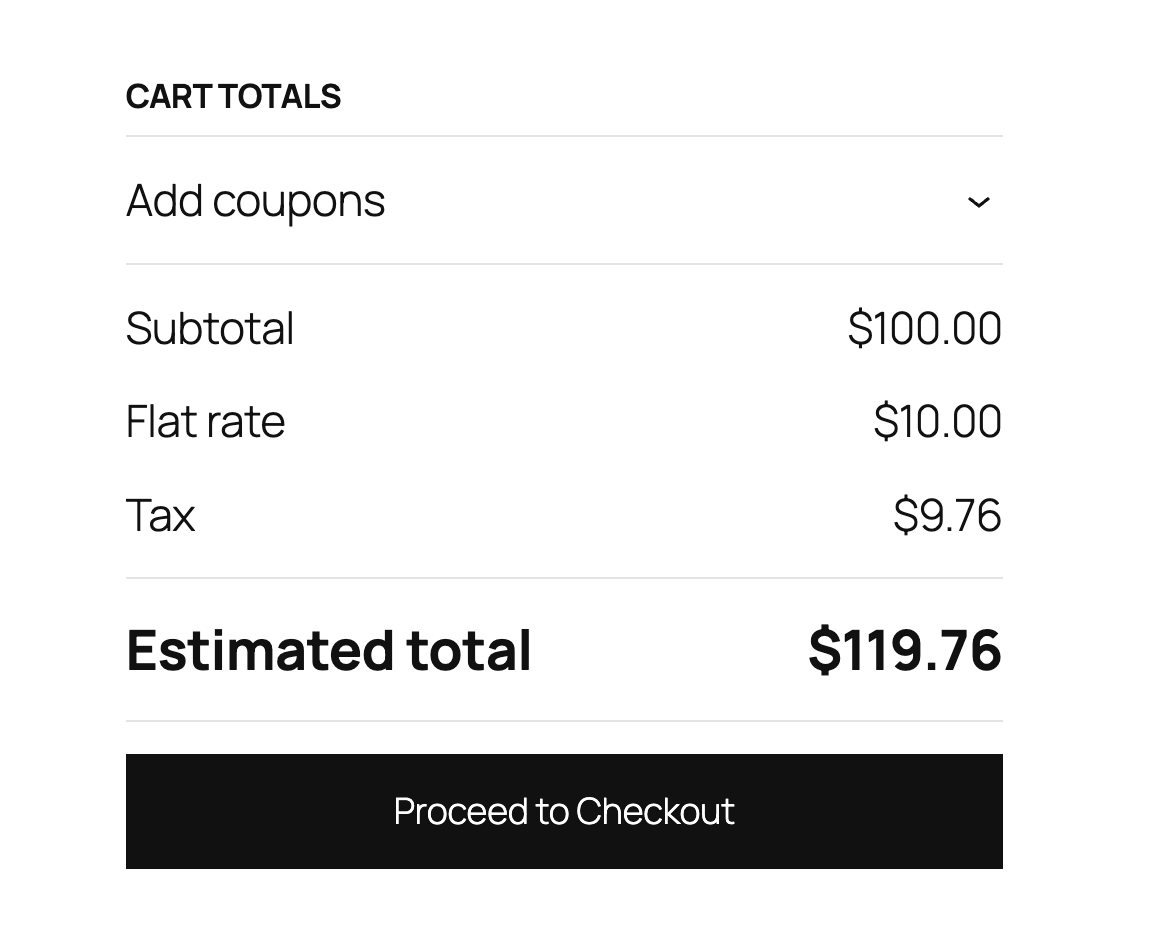 Tax calculation at checkout