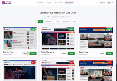 Theme Demos listing page.