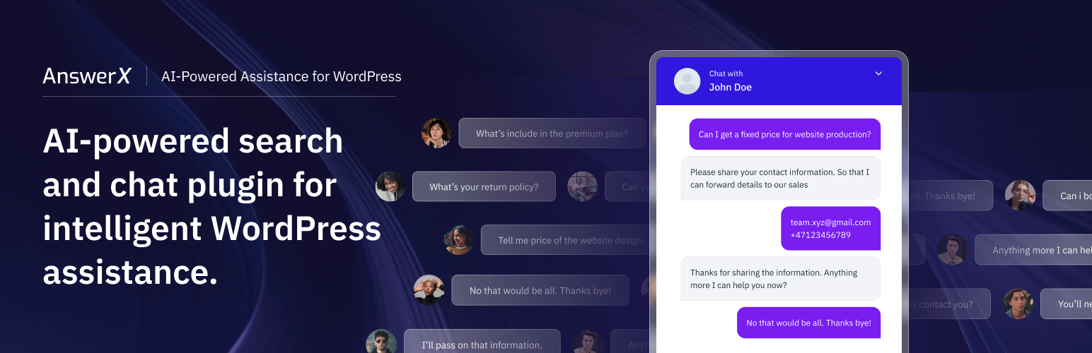 WordPress 外掛 AnswerX AI Search & Chat 的封面圖片。