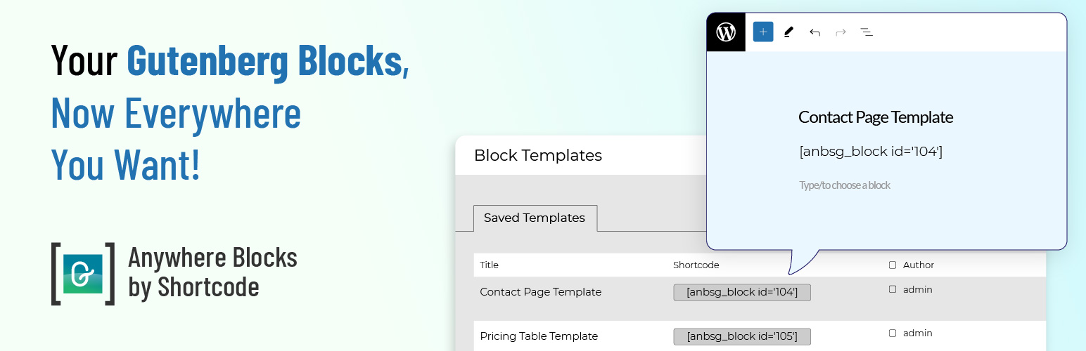 Anywhere Blocks by Shortcode