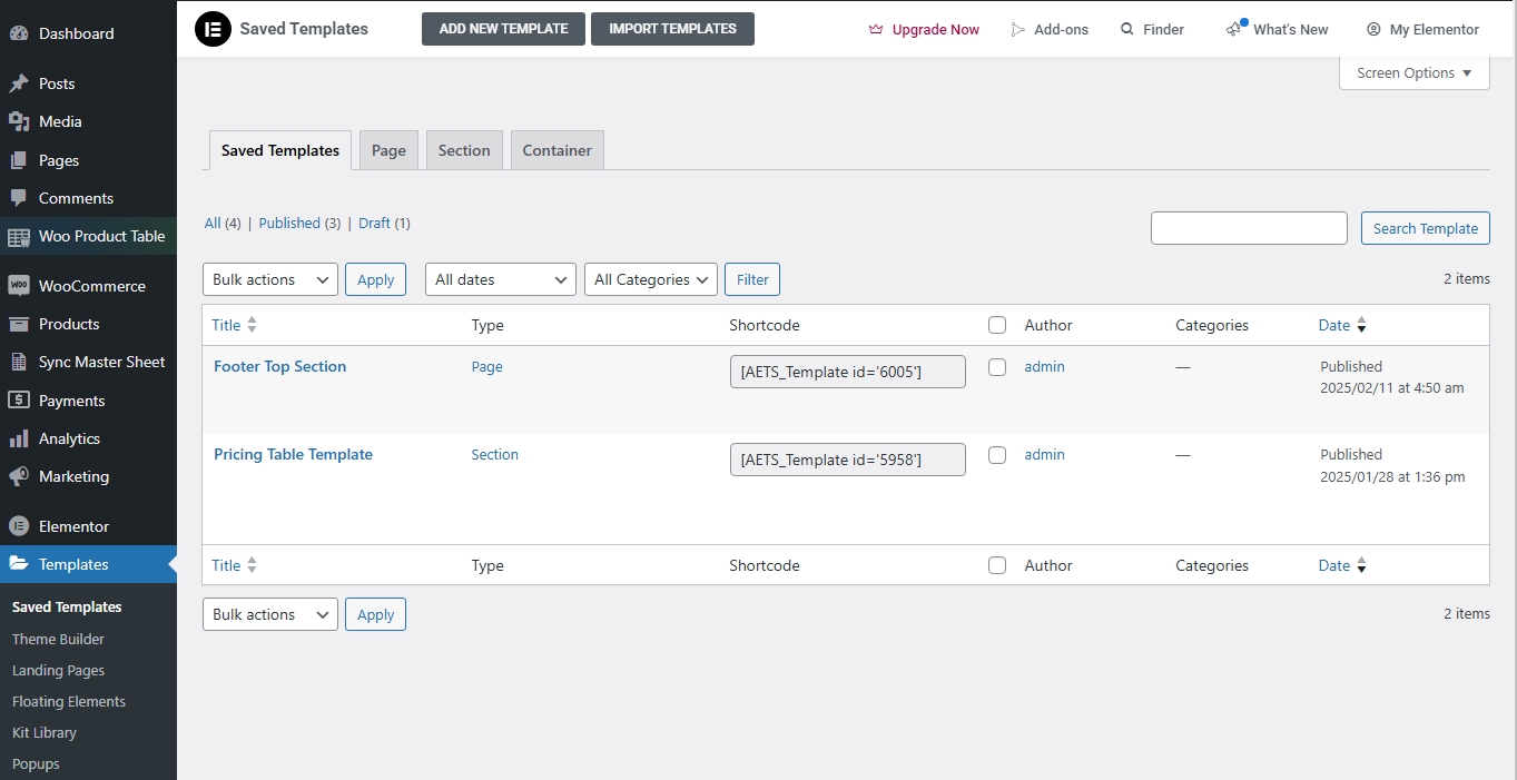 Template Library with Shortcoe
