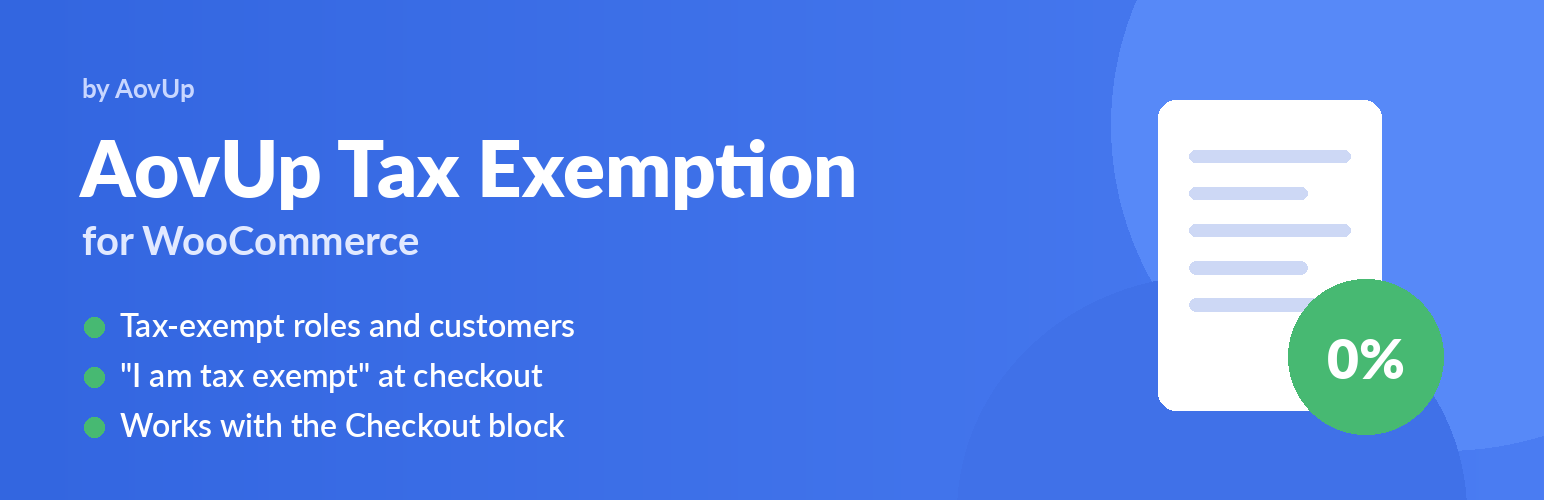 WordPress 外掛 AovUp Tax Exemption for WooCommerce 的封面圖片