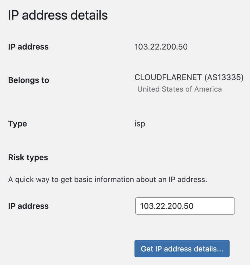 An IP address lookup tool allows you to get some basic info about any IP address (works with IPv4 as well as IPv6 addresses).