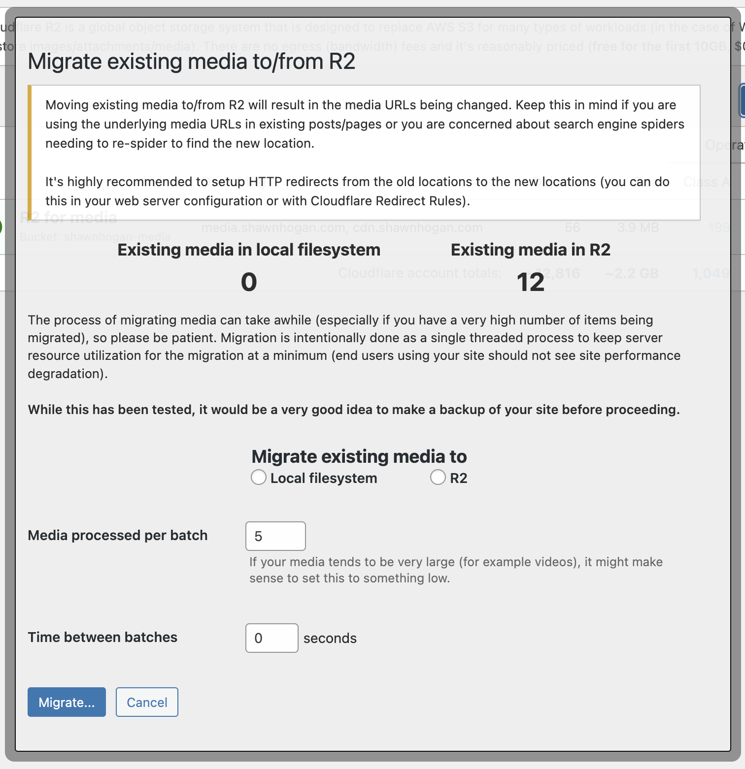 Move all media in bulk to/from R2.