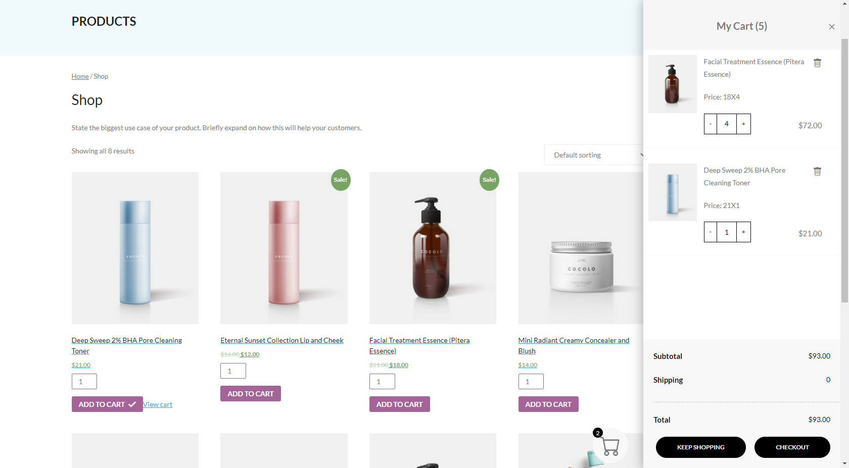 Appify Side Cart Frontpage UI