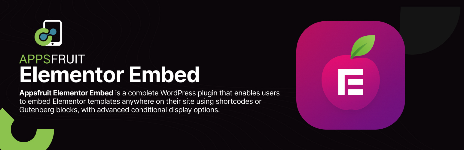 WordPress 外掛 AppsFruit Elementor Embed 的封面圖片。