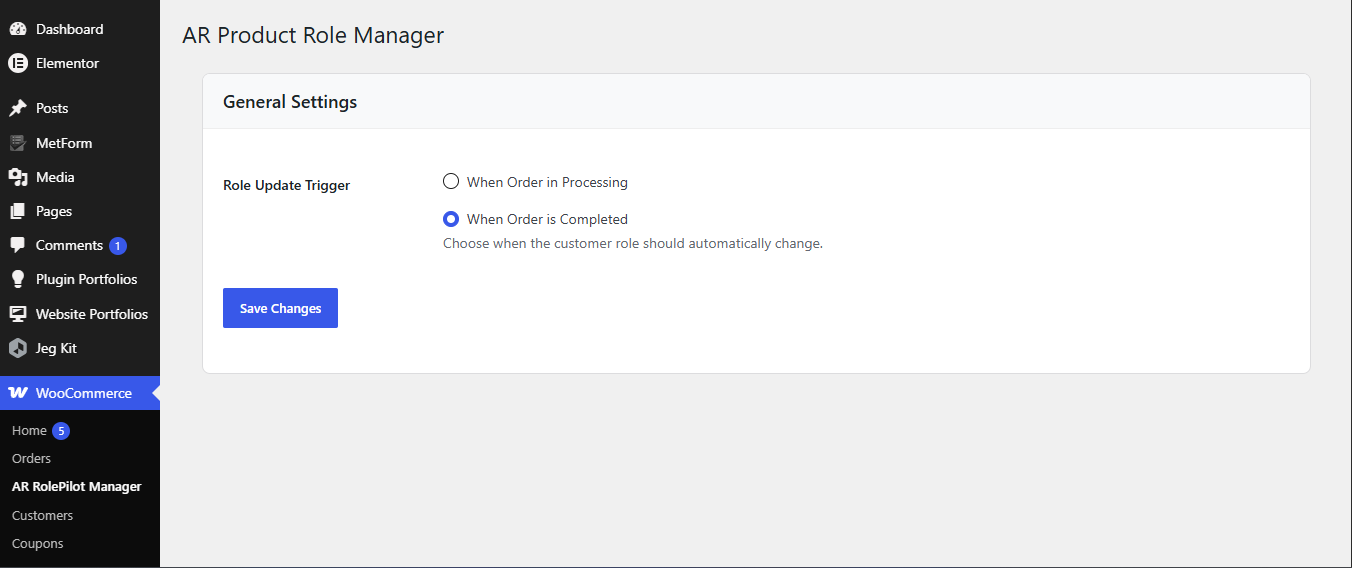 Plugin settings page.