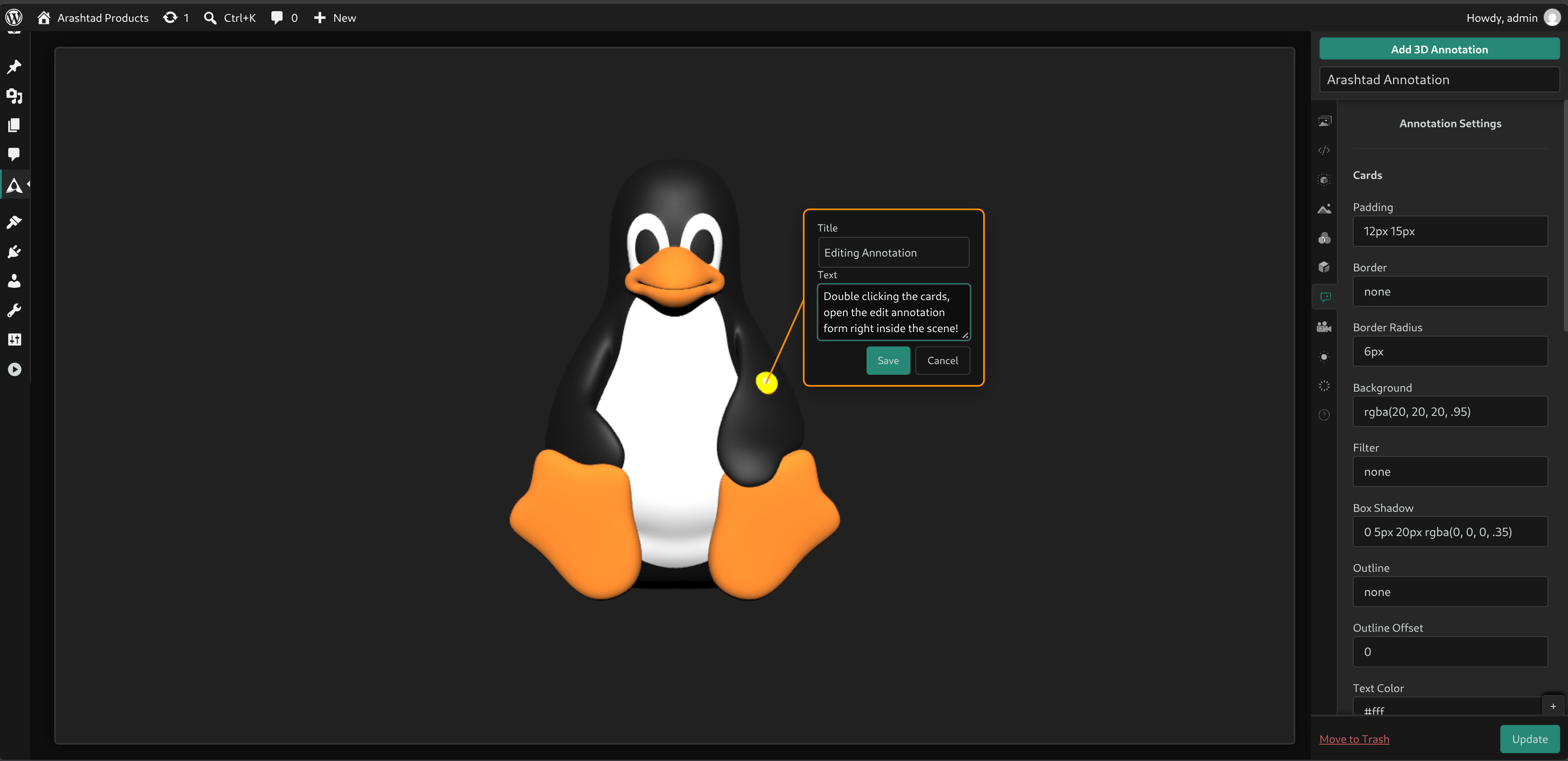 Annotation settings panel