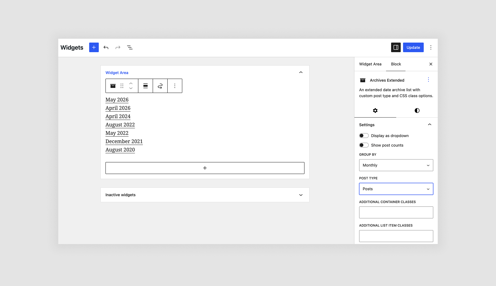 Widgets for the Block Editor