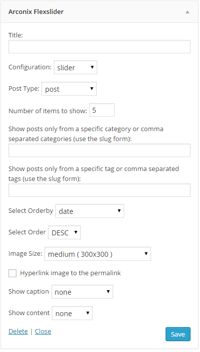 Widget Options overview