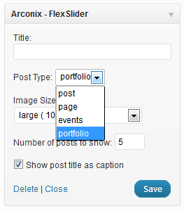 Standard and user-created post-type selection box