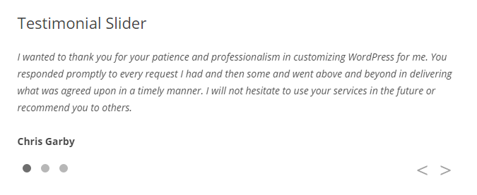 Text-focused (testimonials) slider display