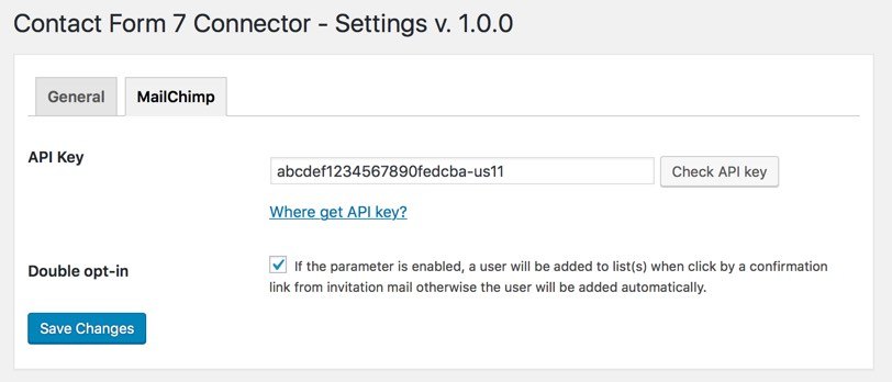 Contact Form 7 Connector - MailChimp settings