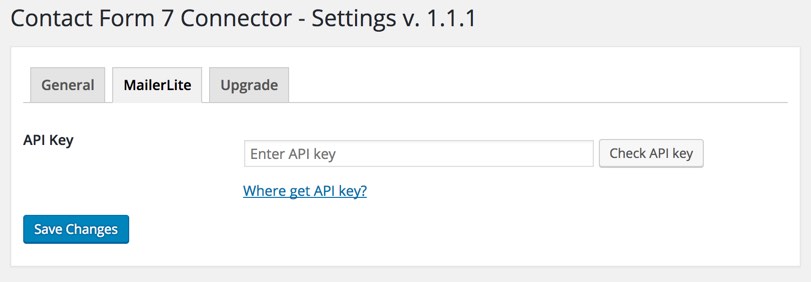 Contact Form 7 Connector - MailerLite settings